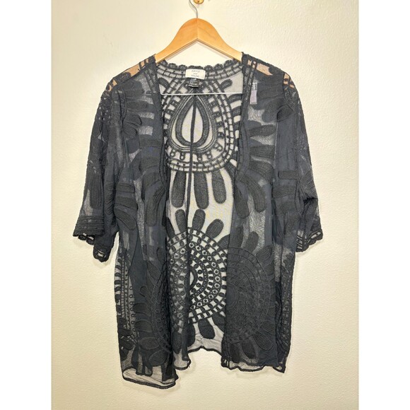 David and Young Lace Kimono duster Black Festival Boho size medium large - Picture 2 of 3